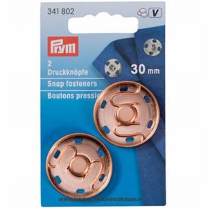 Prym opnaaibare drukknopen metaal rosé 30mm