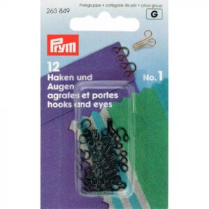 Prym haken en ogen messing 12st zwart