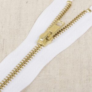 Deelbare rits brons 40cm wit