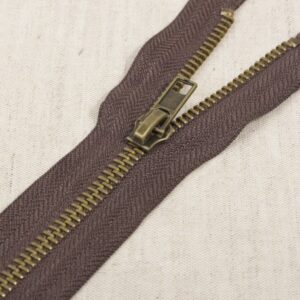 Deelbare rits metaal brons 70cm bruin